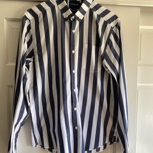 Scotch & Soda Navy and White Striped Casual Button Down Shirt